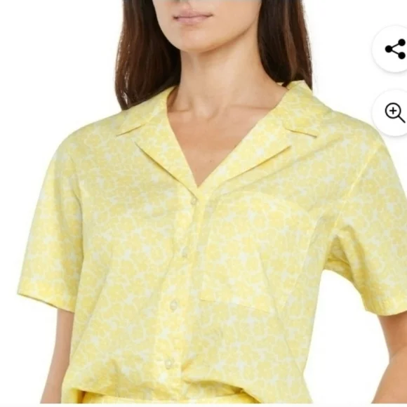 Gap Women's Pajama Set Soft Cotton Poplin Notch Collar Front Slash Pockets - Picture 5 of 10